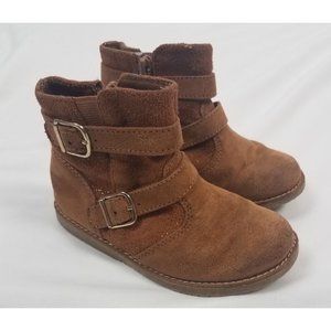 Seychelles Toddler Girl Sz. 8 Brown Faux Suede Double Buckle Flat Boots NWOT